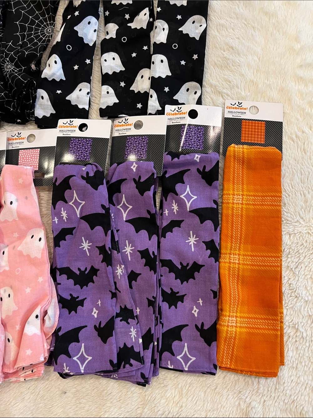 20 Halloween themed bandana ghost bat spider witch pumpkin NWT - Picture 5 of 8